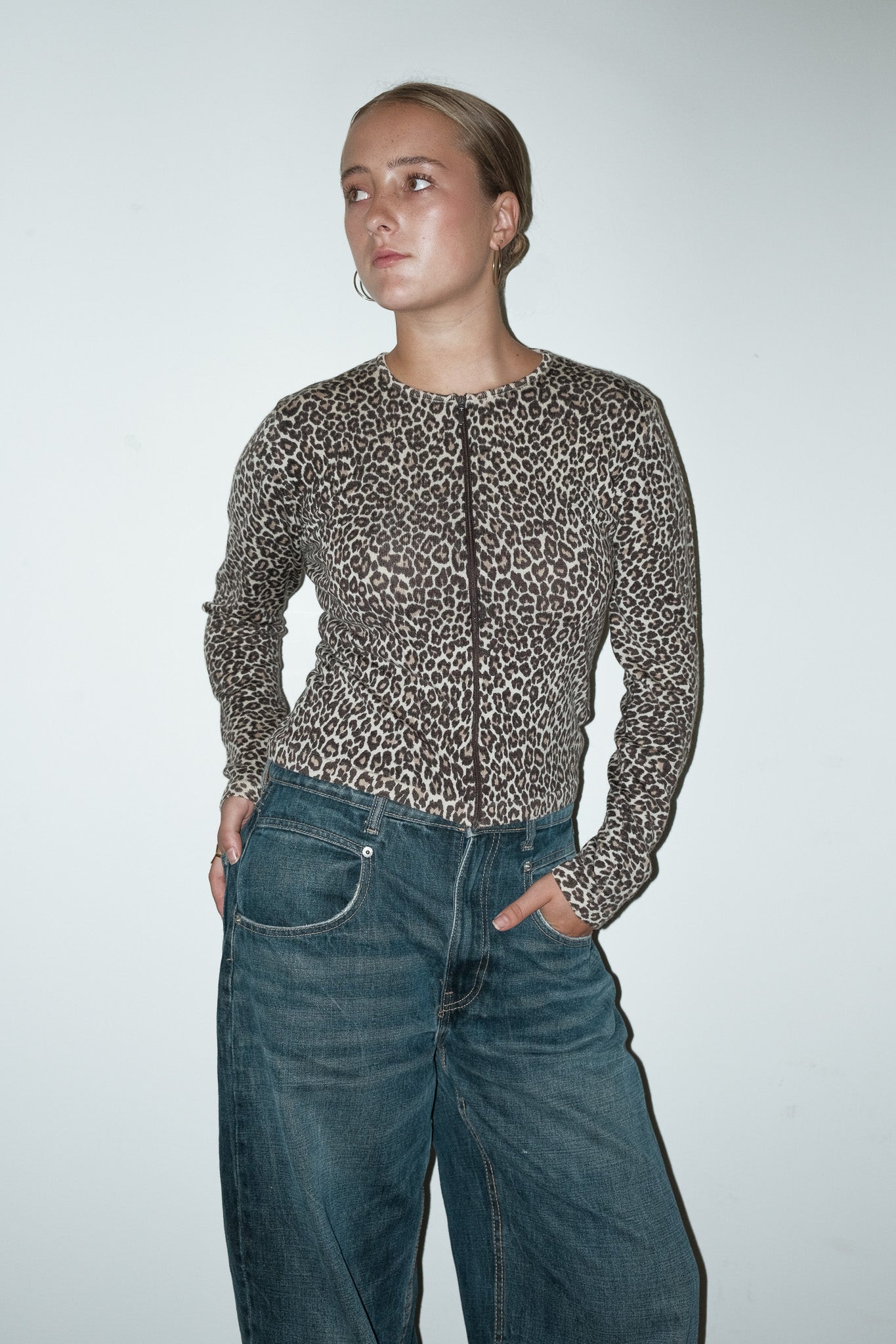 Noa zip-up 100% wol vestje - S