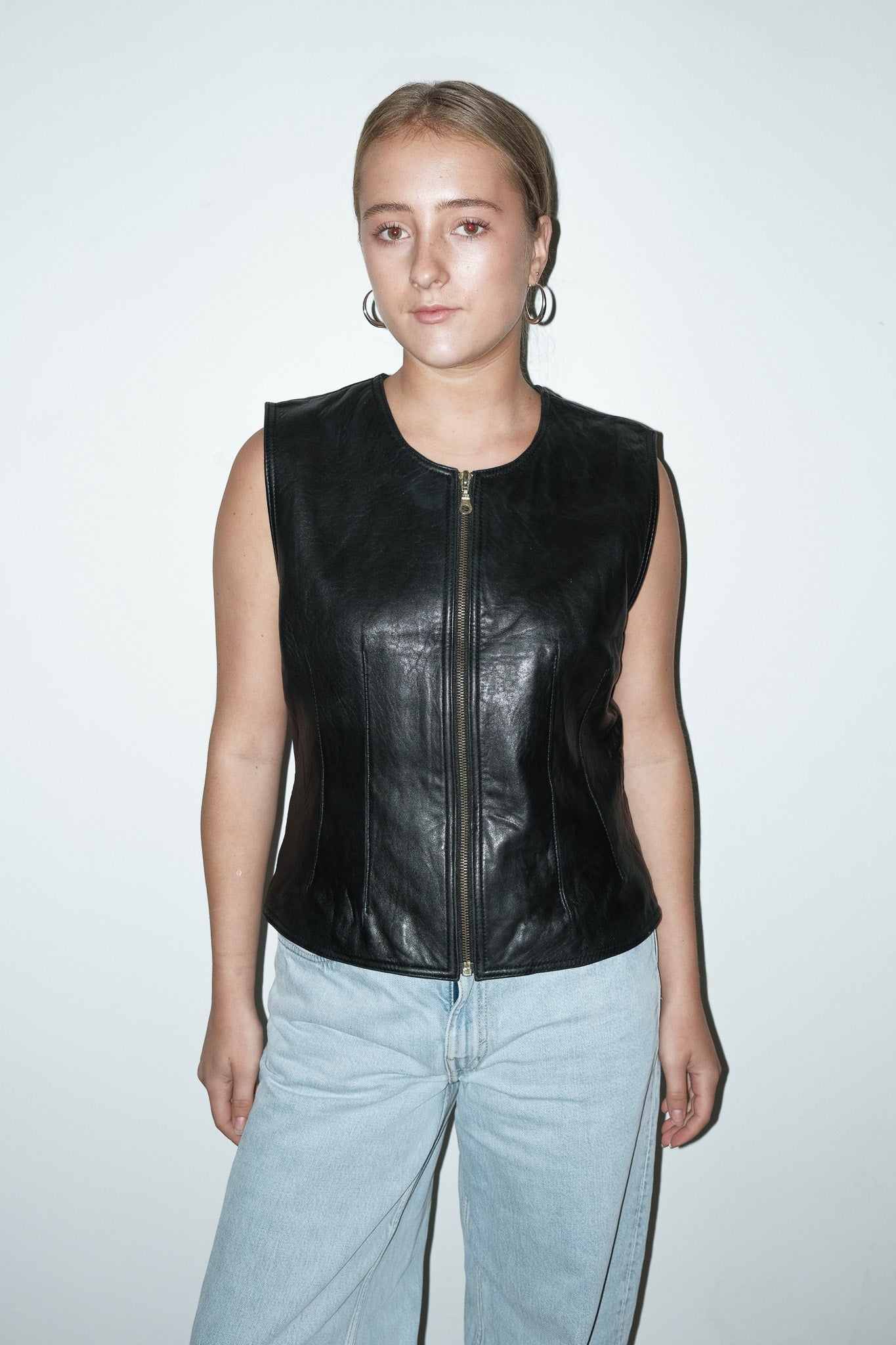 Yin 100% leer top - S