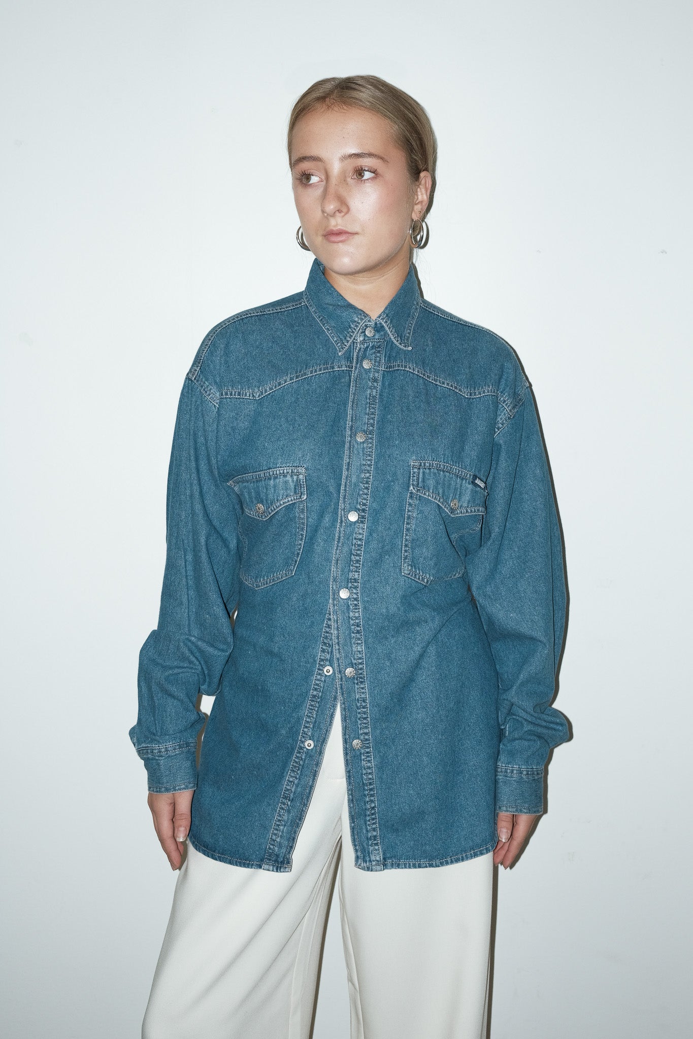 Harlow reworked denim shirt - M