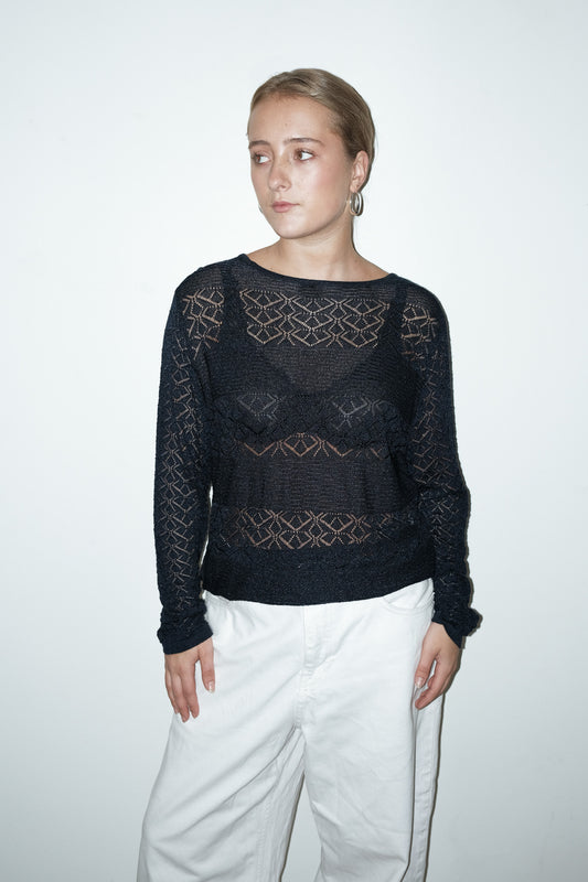 Georgie ajour-gebreide top - L