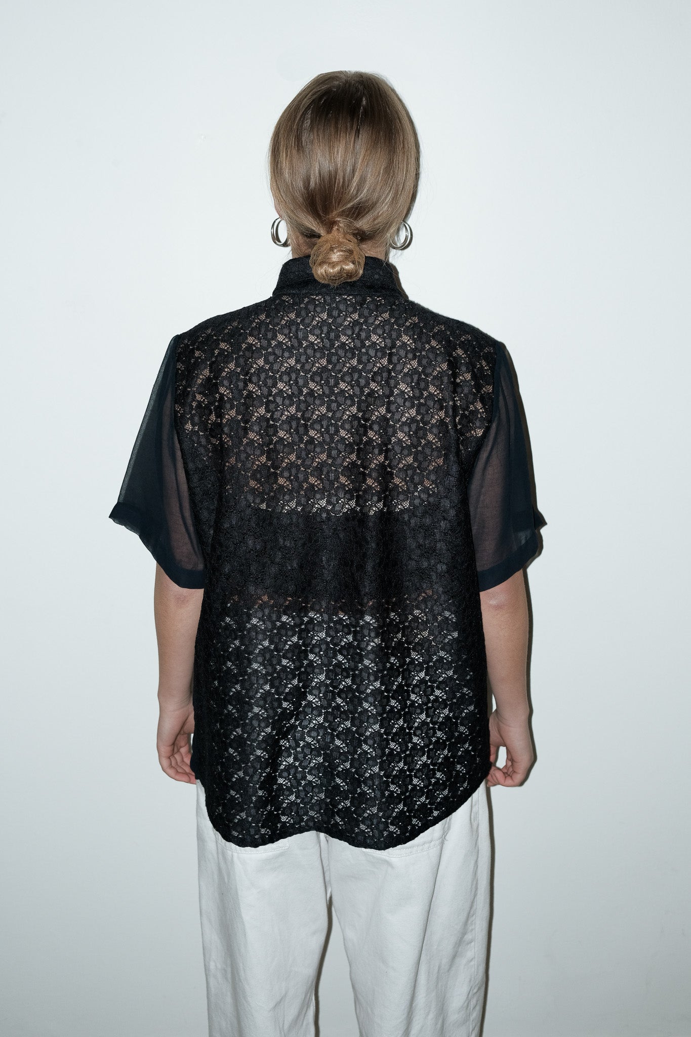 Veleste mesh + kanten blouse - M