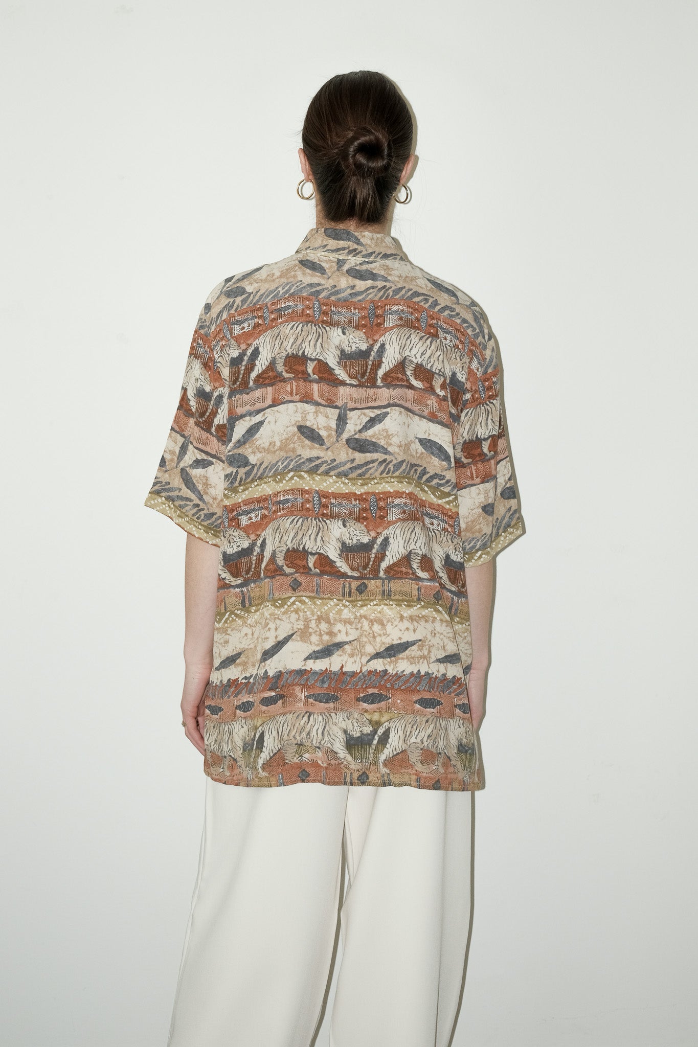 Siv geprinte blouse - L