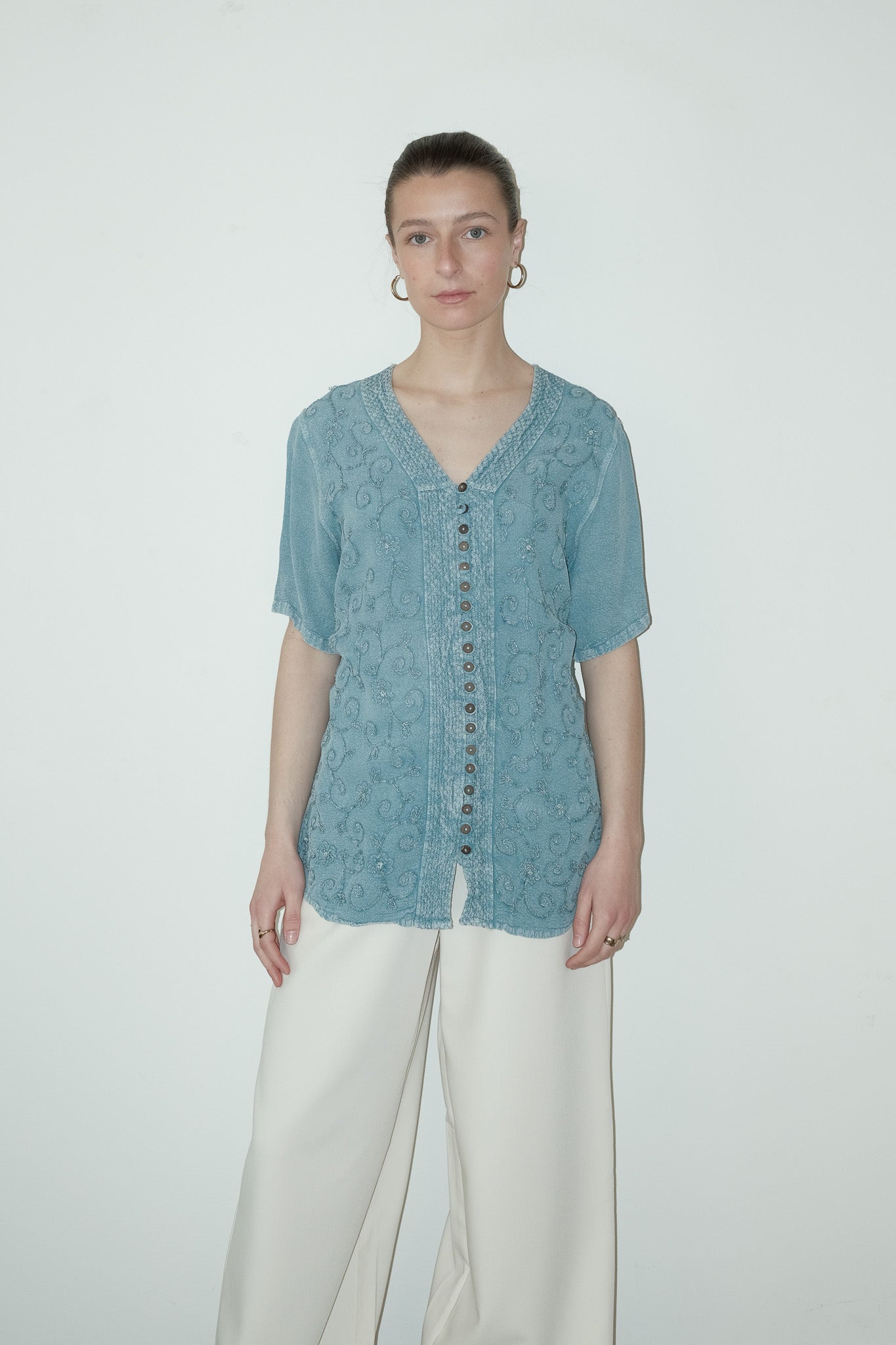 Gigi geborduurde top - M