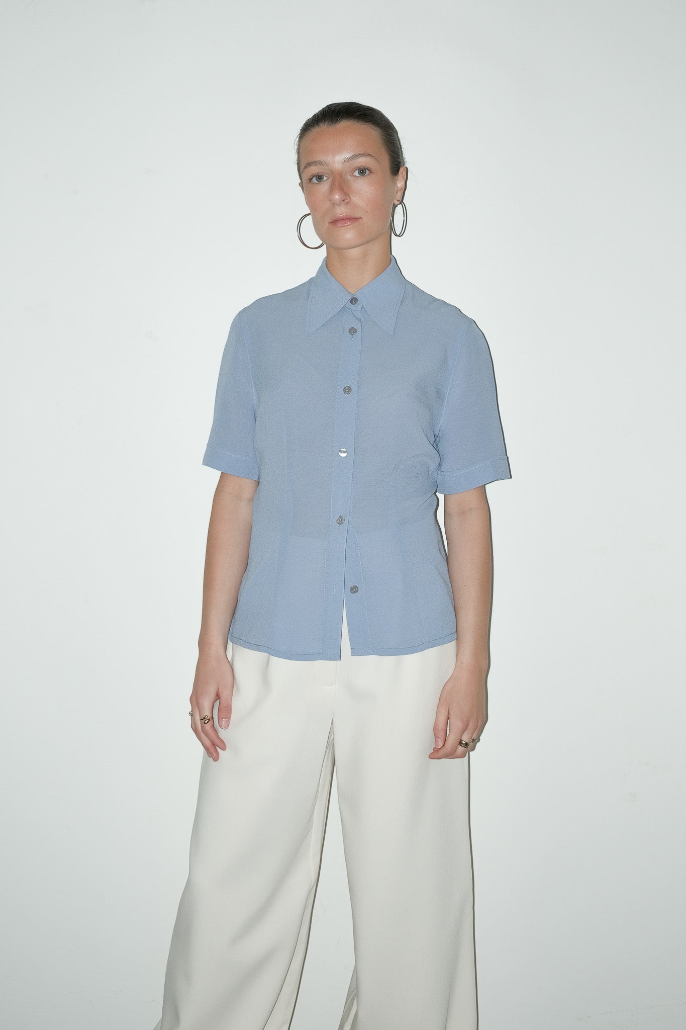 Mira blauwe blouse - M