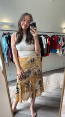Okergele mesh midi rok - M