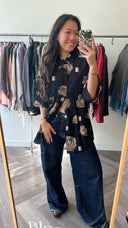Evi geprinte blouse - L