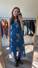 Kobaltblauwe bloemenprint jurk - M-L
