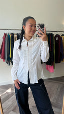 Sage pleated blouse - M