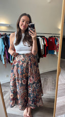 Bloemenprint maxi rok - S