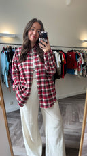 Rode geruite flannel blouse - XL