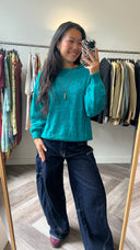 Kim turquoise trui - M