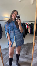 Kobaltblauwe mesh blouse - XL