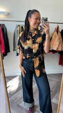 Demi geprinte blouse - M