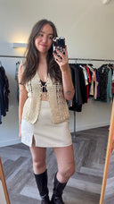 Beige crochet top - M