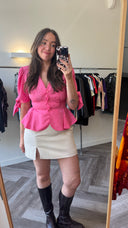 Roze 80s peplum blouse - S-M