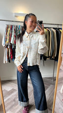 Julie geprinte cropped blouse - L