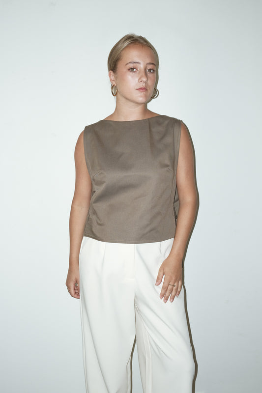 Khaki reworked top - one size