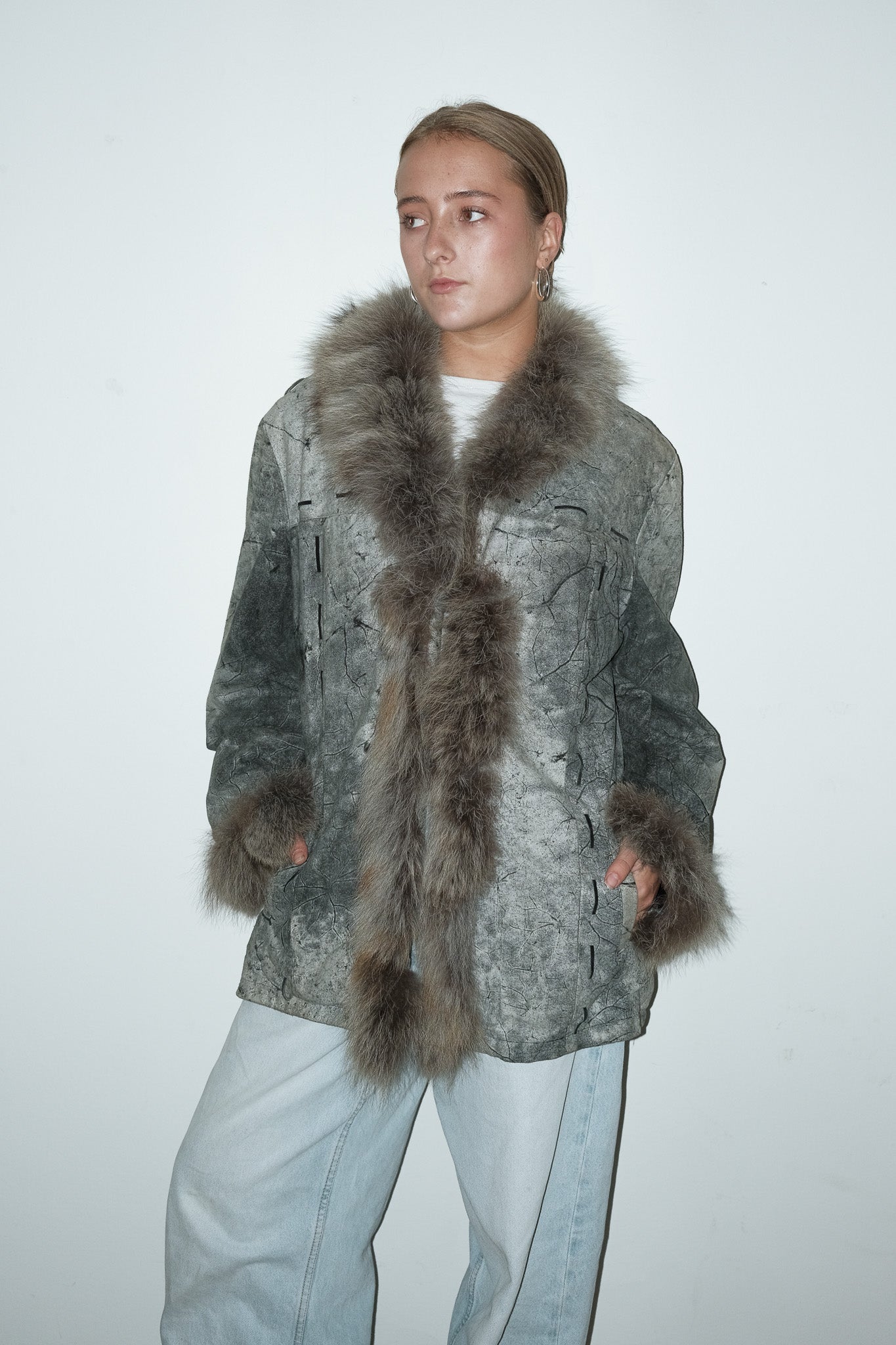Mile suede+fur jas - M