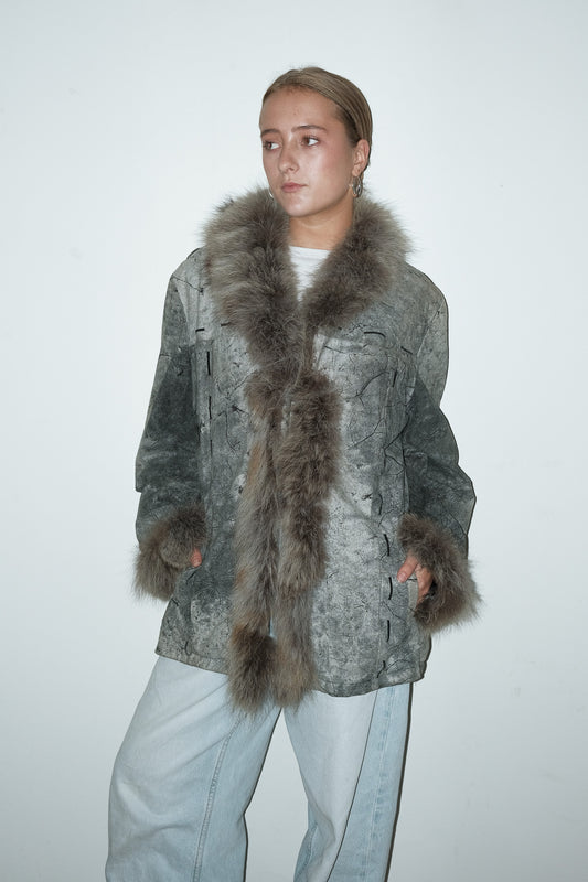 Mile suede+fur jas - M