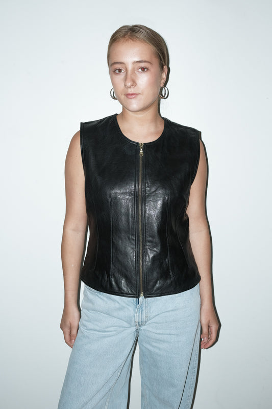 Yin 100% leer top - S