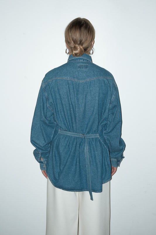 Harlow reworked denim shirt - M