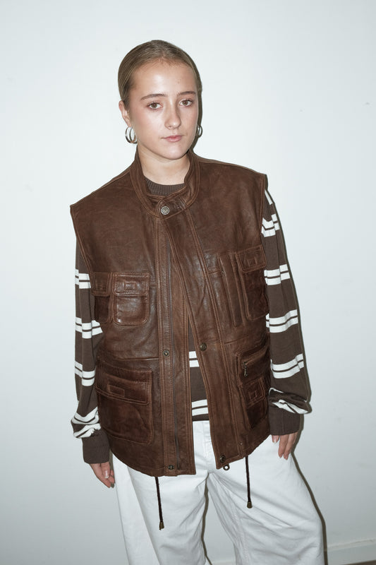 Camille 100% leer gilet - M