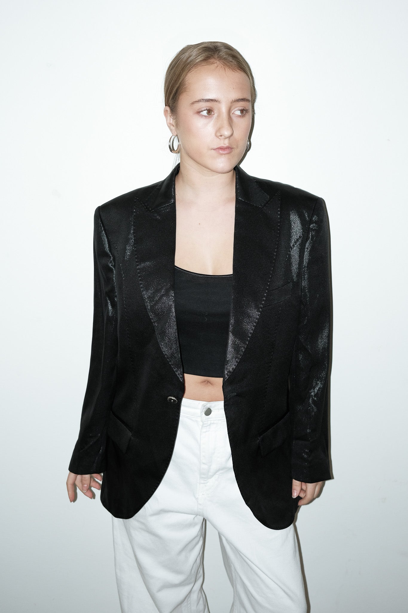 Lee zijde+lurex blazer - M