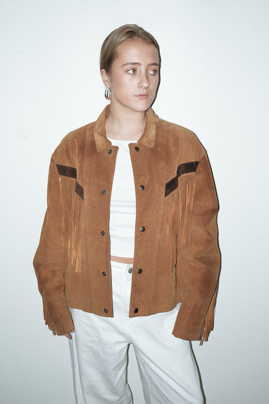 Maeva suede fringe jas - M