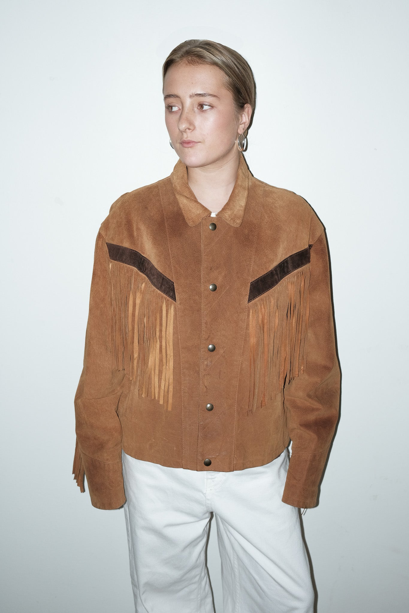 Maeva suede fringe jas - M