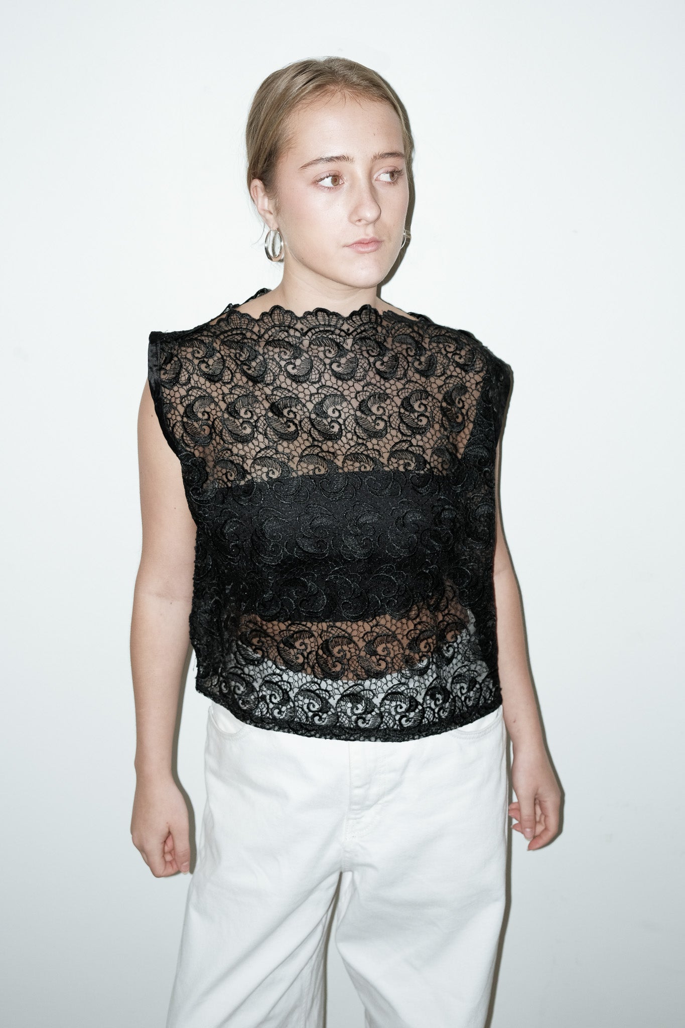 Idris kanten top - M