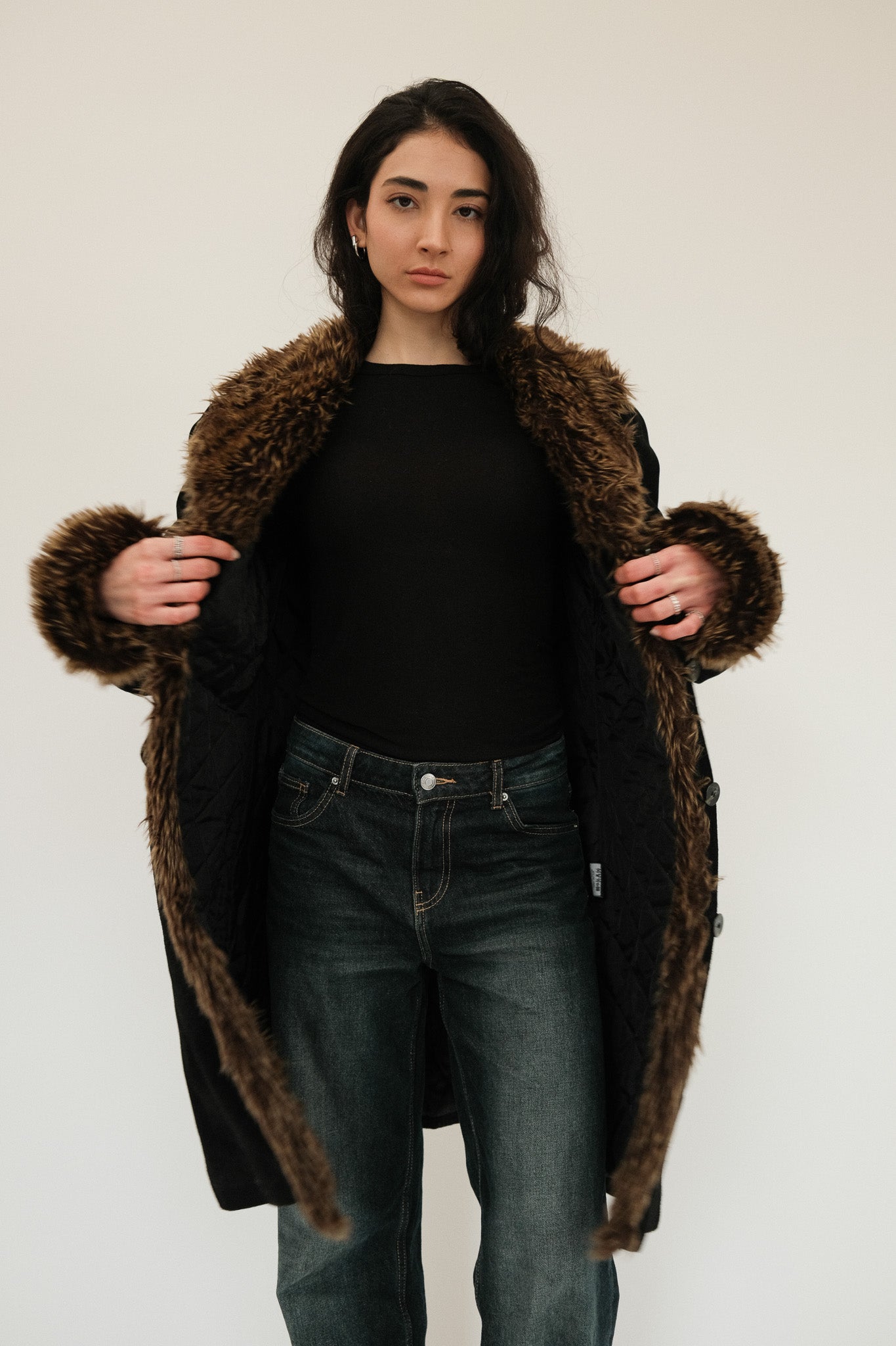 Theodore suede + faux fur jas - M