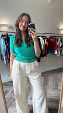 Teal badstof top - M