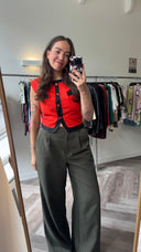 Rood + zwarte gilet top - M