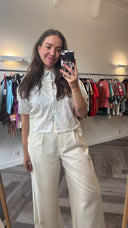 Cropped blouseje met geborduurde details - M-L
