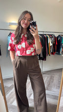 Koraalroze cropped blouse - M