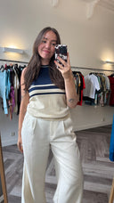 Deadstock top met strepen - M