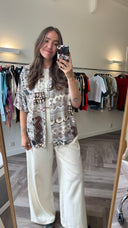 Geprinte blouse van viscose - L