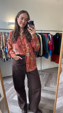 Rosa geprinte blouse - L