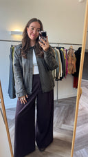 Ylva 100% leer bomber - L
