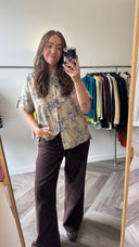 Demi geprinte blouse - L