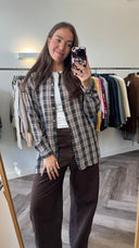 Sandra geruite blouse - L