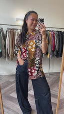 Brit geprinte blouse - L