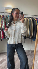 Julie geprinte cropped blouse - L