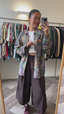 Roos zijden blouse - L