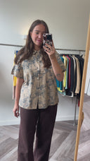 Demi geprinte blouse - L