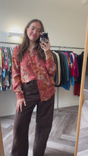 Rosa geprinte blouse - L